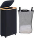 Slim Rolling Laundry Basket with Lid and Removable Bag, 75L Narrow Dirty Clothes Basket with Wheels (Black)