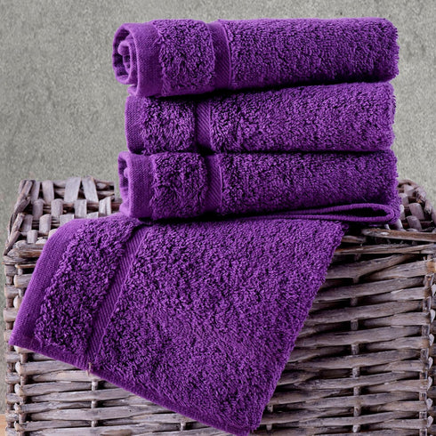 13x13 Inch 12 Pack Hawmam Linen Luxury Cotton Washcloths - Large Hotel Spa Bathroom Face Towel | | Purple