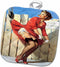 3D Rose Elvgren Pinup at Construction Site Pot Holder, 8 x 8