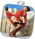3D Rose Elvgren Pinup at Construction Site Pot Holder, 8 x 8