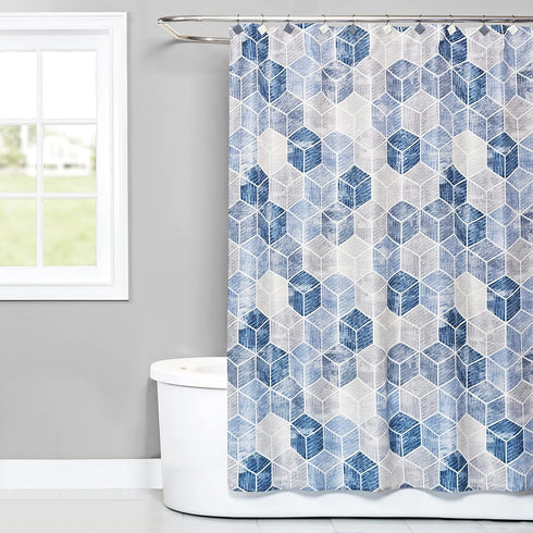 SKL Home Cubes Shower Curtain in Blue