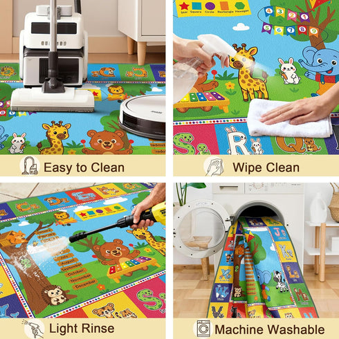 2x3 24"x40" Upgrade Ultra Non Slip ABC Rugs for Kids Playroom, Small Washable Alphabet Floor Play Mat for Toddlers