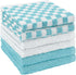 6 Pack 100% 12x12 inch Set (Pack 6) DecorRack Cotton Checkered Washcloths, Soft Cotton Face Towels, Absorbent