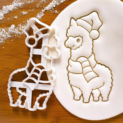 Set of 2 Christmas Animals Cookie Cutters, Alpaca and Baby Penguin Designs, 2 Pieces - Bakerlogy