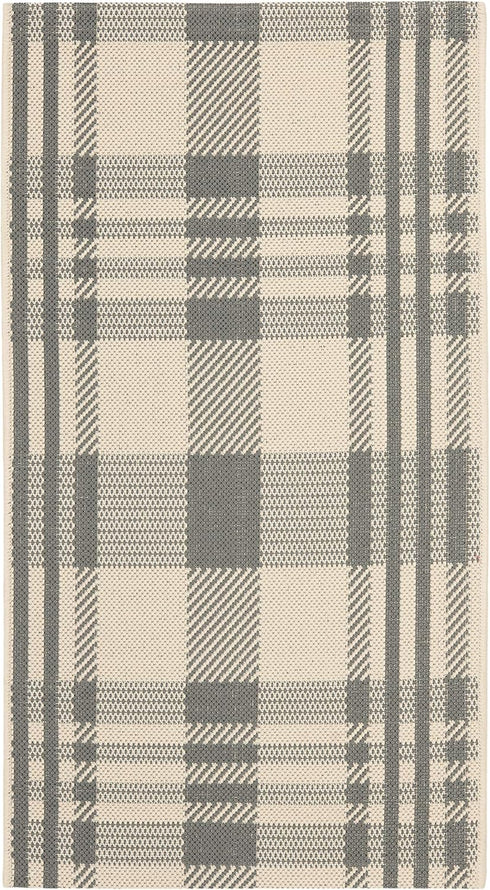 SAFAVIEH Courtyard Collection Accent Rug 2' x 3'7", Grey & Bone, Indoor/Outdoor Washable for High Traffic Areas