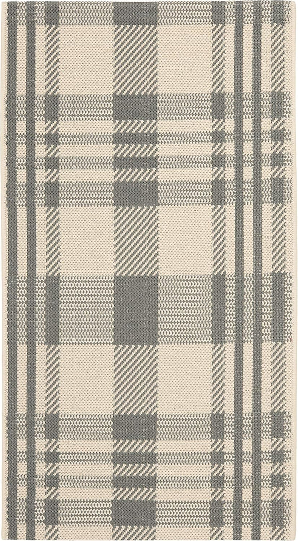 SAFAVIEH Courtyard Collection Accent Rug 2' x 3'7", Grey & Bone, Indoor/Outdoor Washable for High Traffic Areas