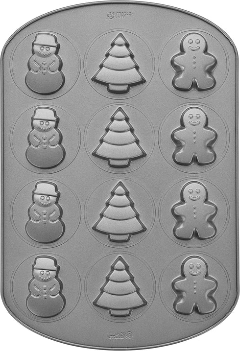 Wilton Non-Stick Christmas Cookie Shapes Pan, 12-Cavity (Gingerbread Man, Tree, Snowman)