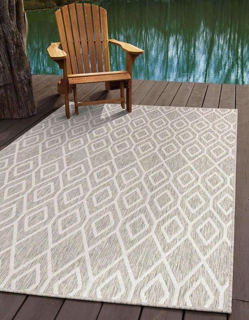 Jill Zarin Outdoor Collection Area Rug, Turks and Caicos, 2' 2" x 3' Rectangle, Gray Cream/Cream