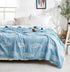 MEJU Summer 100% 3 60 80 Fish Blue Muslin Lightweight Blanket for Bed Sofa Couch Combed Cotton Layer Soft Warm Quick