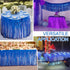 allgala Blue Tinsel Table Skirt 2-Pack, 29x108 Inch Metallic Foil Fringe for Party Decor