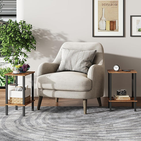 2-Tier TB01BB034 TUTOTAK End Table, Side Table, Nightstand, Storage Shelf, Sofa Side Table for Small Space, Living