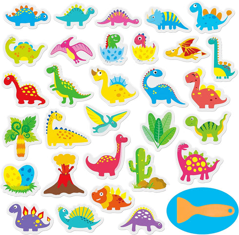 Hebayy 30 Non Slip Bathtub Stickers with Dinosaur Design, Waterproof Anti Skid for Shower and Bathtub