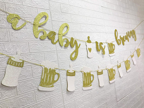 A Baby is Brewing Baby Shower Banner - Diaper Party Decor for Gender Reveal and Pregnancy Celebration
