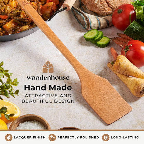 Long Wooden Spoon 17.5” – Crawfish Paddle, Heavy-Duty Beech Wood Spoon for Cooking, Mixing & Brewing