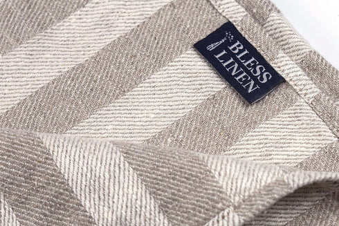 BLESS LINEN 100% 16 30 Inches, Set 2, Jacquard Striped Pure Linen Hand Kitchen Towel, x of Grey/White