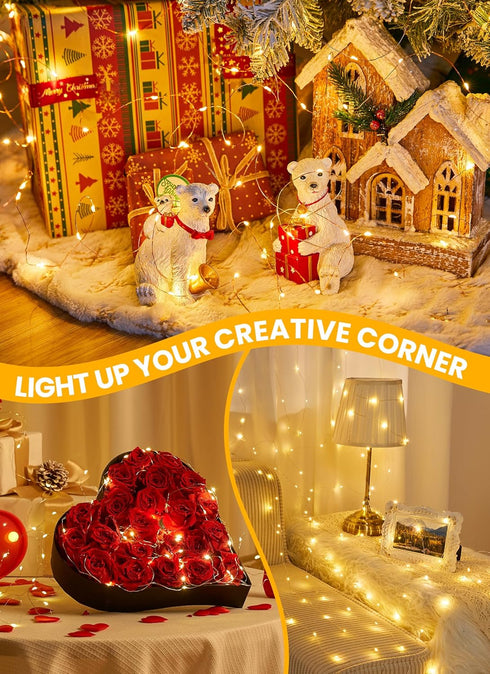 8 66 200 Fairy Lights with Remote, Modes & Timer, Feet Led Christmas Light Twinkle Lights Plug in, Waterproof String