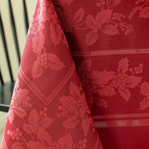 60" 144" Benson Mills Holiday Elegance Heavyweight Engineered Jacquard Fabric Table Cloth, Holiday, Winter