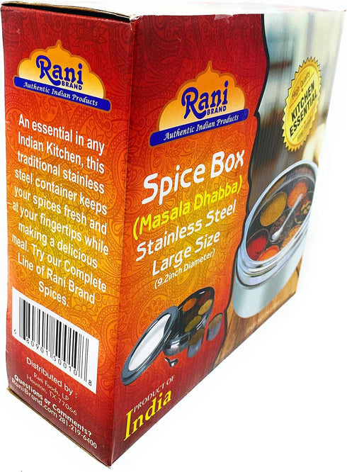 7 (9.2in 3in) Packed Rani Spice Box Stainless Steel Transparent Round Storage For Spices (Masala Dabba) Compartments