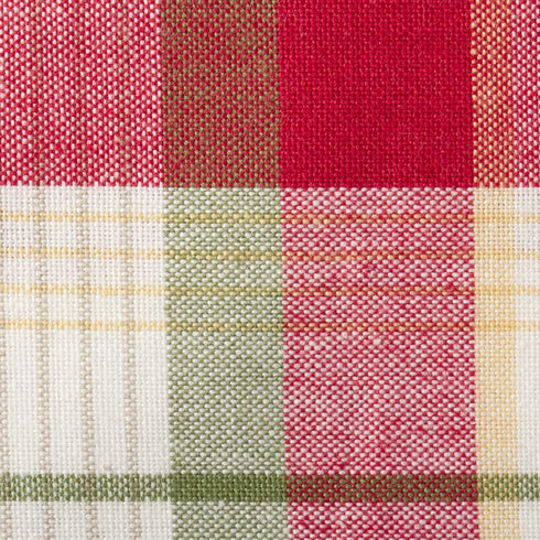 DII Orchard Plaid Collection 6 Piece Napkin Set, 20x20, Taupe/Red Linen Tabletop Essentials