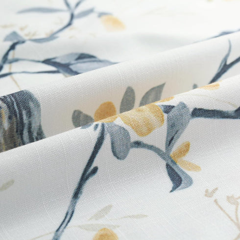 VOGOL Grey Window Valances, 1 Panel Birds Pattern Linen Textured Kitchen Valance, 42 x 18 Inch Short Rustic Curtains