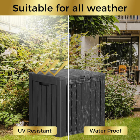 35 TARKARI Gallon Lockable Resin Deck Box, Waterproof & UV-Resistant Outdoor Storage Box for Outdoor Cushion Storage