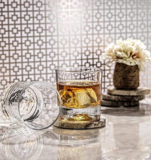 JoyJolt Set of 4 Everyday Whiskey Glasses - 10oz Old Fashioned Crystal Scotch, Rocks, Bourbon, Liquor, Cocktail Glasses
