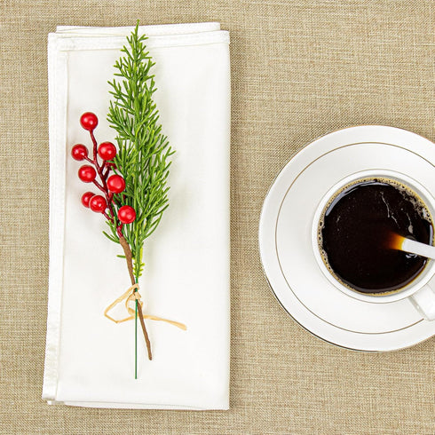 30 9.5 Inches 6.5 Inches PCs Christmas Picks Winter Christmas Tree Stems Evergreen Pine Needle Branches Red Berry Picks