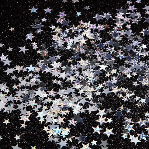 Hestya 60g Star Confetti Glitter Table Confetti for Party, Wedding, Festival Decorations (Silver Set, 10mm and 6mm)