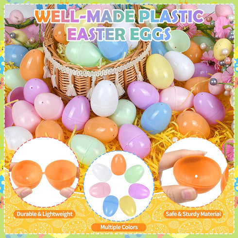 Seifar 512PCS 2.4Inch Set, 7 Easter Eggs Bright Colors Plastic Fillable Eggs for Easter Egg Hunt, Basket Stuffers