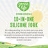 GreenLife Cooking Tools and Utensils, 10-in-1 Silicone Fork, Heat and Stain Resistant, Dishwasher Safe, Grey