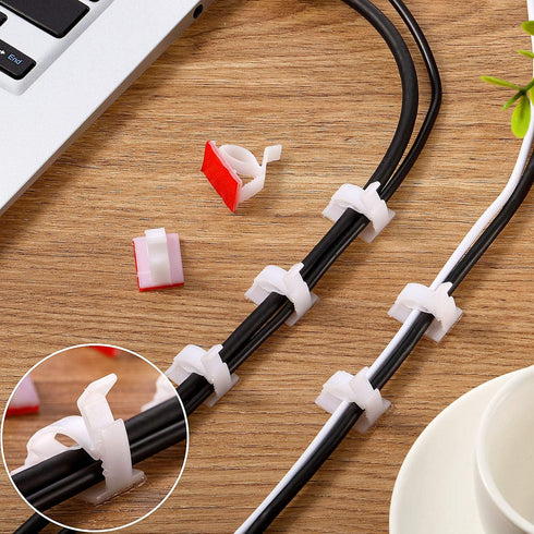 120 Pieces Outdoor Cable Clips, Adhesive Wire Holder Organizer for Christmas Fairy Lights, Medium, White