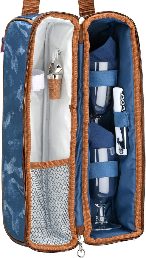 National Outdoor Living Blue Camouflage Wine Cooler Tote Bag