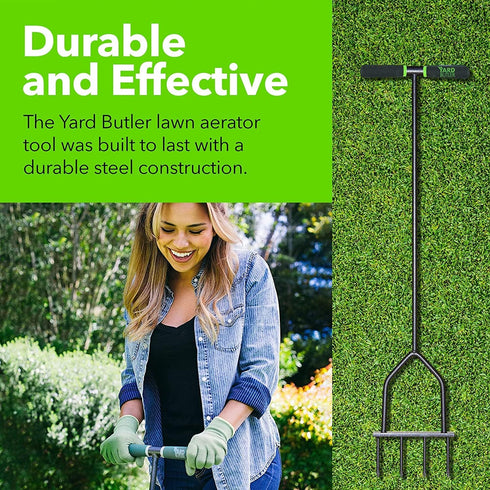 Yard Butler Spike Aerator - Durable Lawn Aerator for Easy Lawn Care & Healthy Growth - Prevent Lawn Damage by Breaking Up Compaction - Ergonomic Gardening Tool by Yard Butler