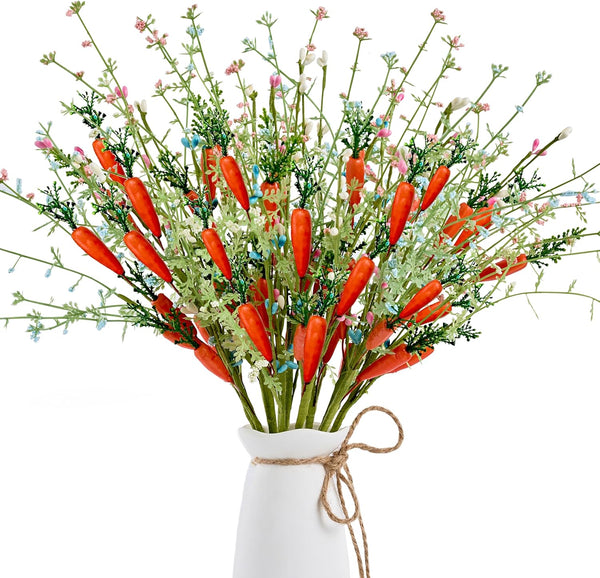 Easter Decorations 12 PCS Artificial Easter Stems with Carrots and Colorful Berries
