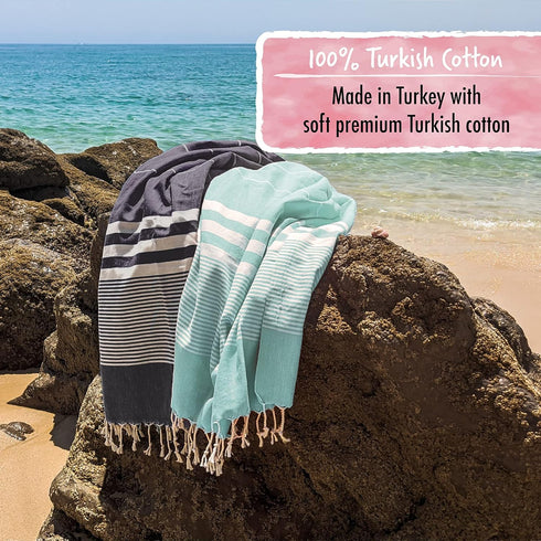 39x63in SUNSPUN LINENS Turkish Beach Towel, Extra Large Quick Dry Cotton Oversized Turkish Bath Towel & Blanket