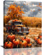 Fall Decor Wall Art, Farmhouse Autumn Pumpkins Canvas Painting Print for Home Decorations (12"x16")