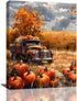 Fall Decor Wall Art, Farmhouse Autumn Pumpkins Canvas Painting Print for Home Decorations (12"x16")
