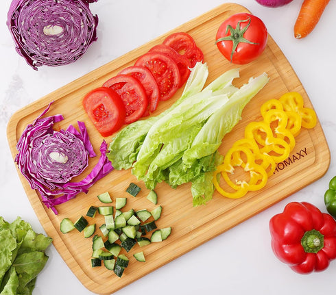 Homaxy Extra Large Bamboo Cutting Board, 18x12.5" with Juice Groove, Pre Oiled Butcher Block
