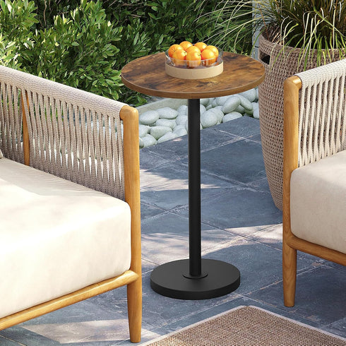 ET30BR YATINEY Round Side End Table for Small Spaces, Pedestal Style Martini Drink Side Table in Living Room, Bedroom
