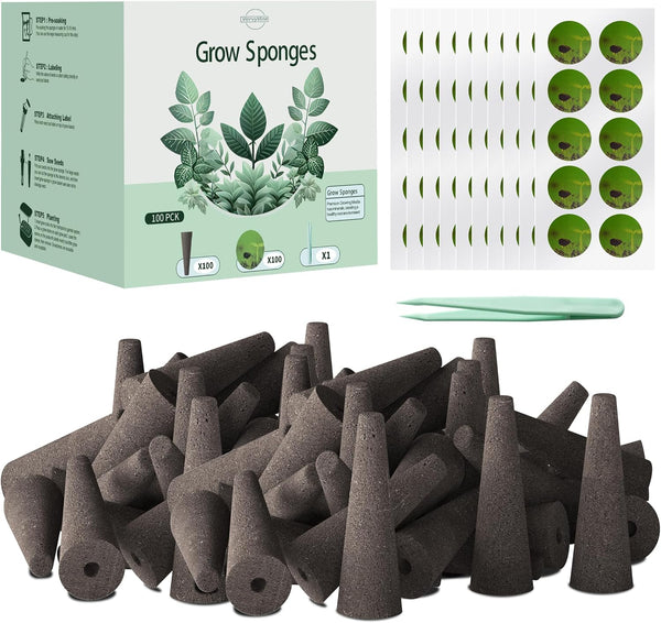 VERVYVINE 100 Pack Hydroponics Grow Sponges - Replacement Root Growth Sponge Seed Pods