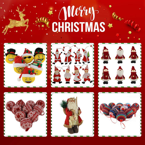 WEWILL 10 PCS Red Knitted Sweater Christmas Ball Ornaments - 2.75" Festival Decorations