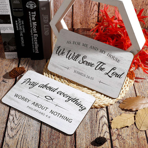Jetec Rustic Wood Sign - 2 Pieces "As for Me and My House We Will Serve The Lord" Bible Verse Wall Decor