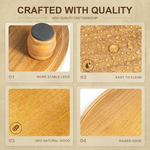 EOSAHR Farmhouse Round Wood Riser Wooden Tray Pedestal Stand for Bathroom Decor & Kitchen Sink Decorative Riser Display