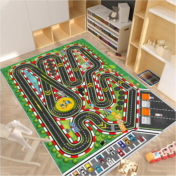 Kids Racing Rug 47''x71'' Car Road Kid Rug Carpet Playmat for Playoom