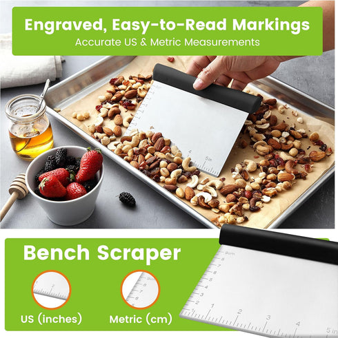 Spring Chef Dough Blender & Pastry Cutter Tool, Stainless Steel Pastry Blender & Bench Scraper for Baking