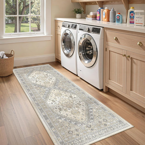 2x6 zesthome Runner Rug for Hallways, Machine Washable Rug, Non Slip Vintage Low Pile Runners, Stain Resistant Runners