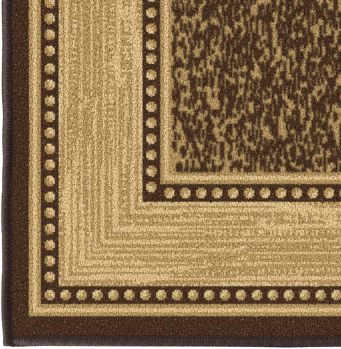 Ottomanson Non-Slip Border Rugs for Entryway, 2'3" x 3', Durable Stain Resistant Entrance Mat for Bathroom
