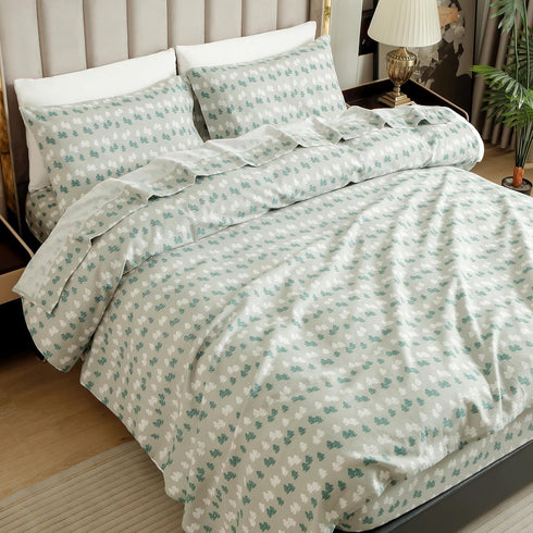 4-Piece 100% Set Cozy Elegant Comfort Ultra Soft Turkish Cotton Flannel Sheet - Holiday Christmas Flannel Sheets, Warm