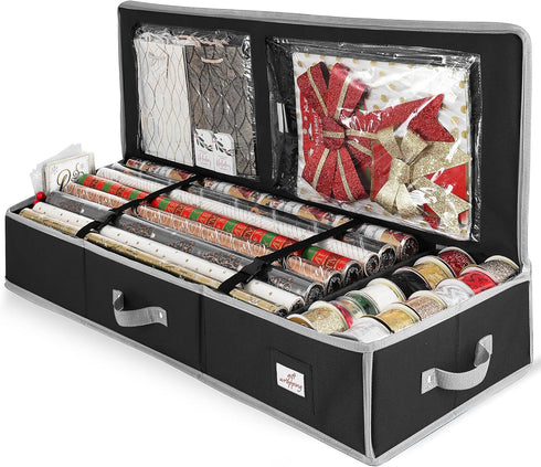 Hearth & Harbor Wrapping Paper Storage Container - Christmas Storage Bag with