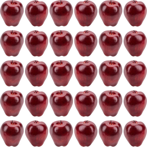 30PCS 3.43" 2.95" Toopify Artificial Red Apples, Fake Fruit Lifelike Simulation Apples for Home Kitchen Table Basket